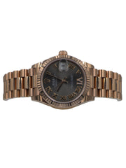 Rolex Oyster Perpetual Datejust 18k Rosé Gold Dark Grey Roman Dial 31mm 2022 Dames