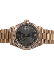 Rolex Oyster Perpetual Datejust 18k Rosé Gold Dark Grey Roman Dial 31mm 2022 Dames